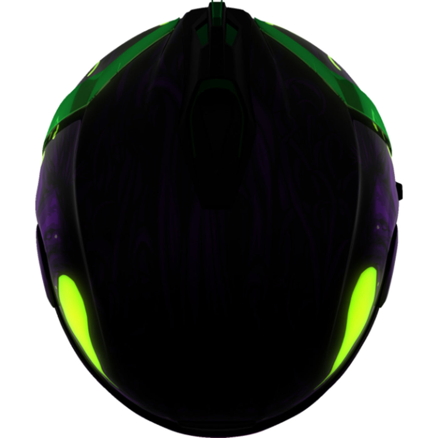 ICON Airform Manik'RR MIPS Helmet Purple - Top View with Glow-in-the-Dark Graphics