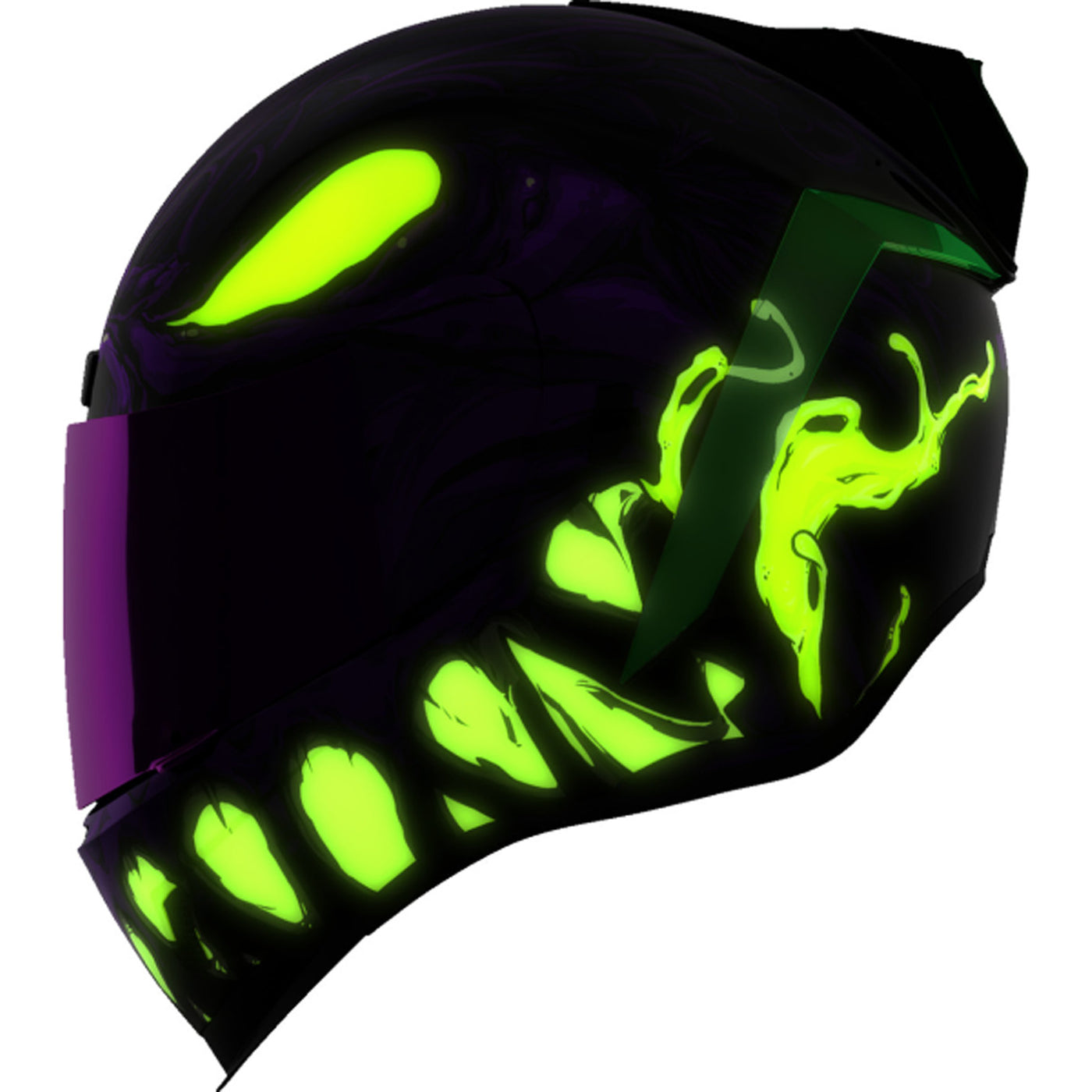 ICON Airform Manik'RR MIPS Helmet Purple - Left Side View with Glow-in-the-Dark Graphics