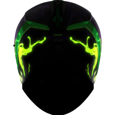 ICON Airform Manik'RR MIPS Helmet Purple - Rear View with Glow-in-the-Dark Graphics