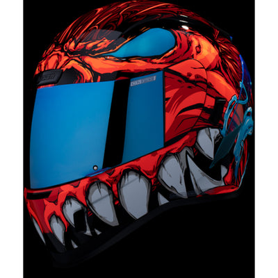 ICON Airform Manik'RR MIPS Helmet Red - Front Left Side View with Dark Studio Background