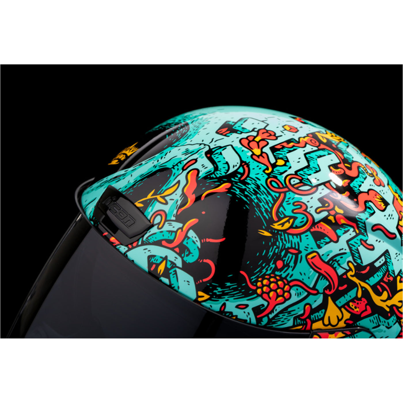 ICON Airform Munchies MIPS Helmet Blue - Close-Up of Top Vent, Opened