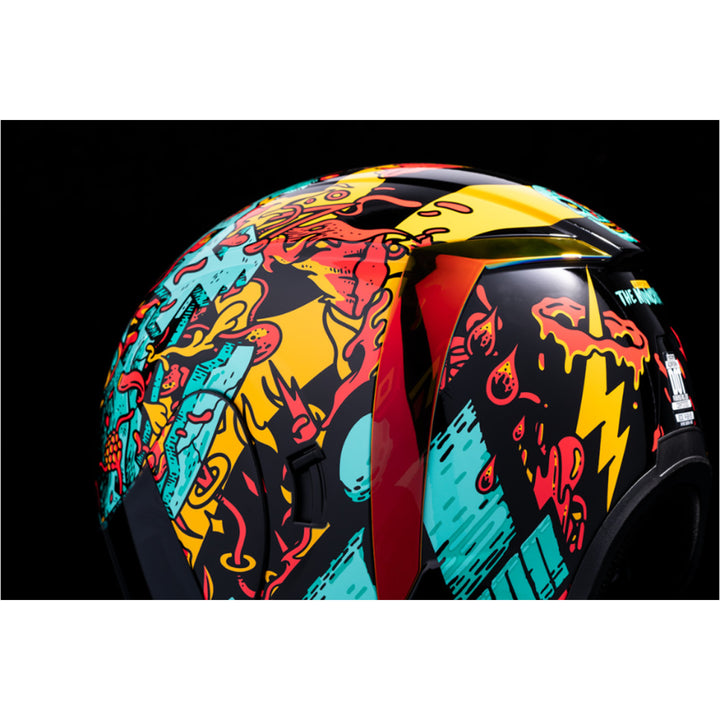 ICON Airform Munchies MIPS Helmet Blue - Close-Up of Rear Left Side Details