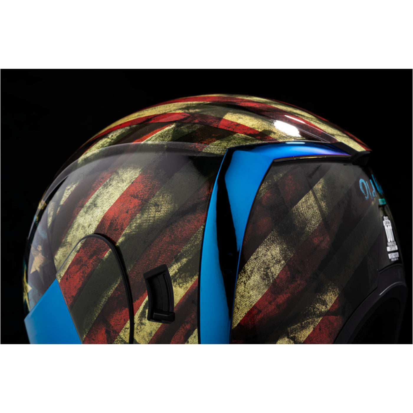 ICON Airform Old Glory Helmet - Close-Up of Rear Left Side Details