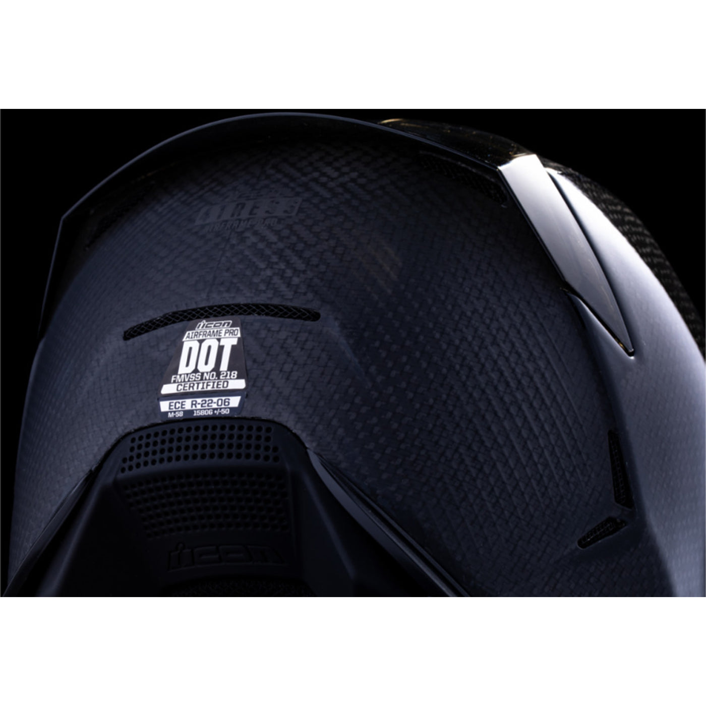 ICON Airframe Pro Carbon 4Tress Helmet Black - Close-Up of Rear Right Side Details