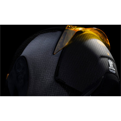 ICON Airframe Pro Carbon 4Tress Helmet Yellow - Close-Up of Rear Left Side Details