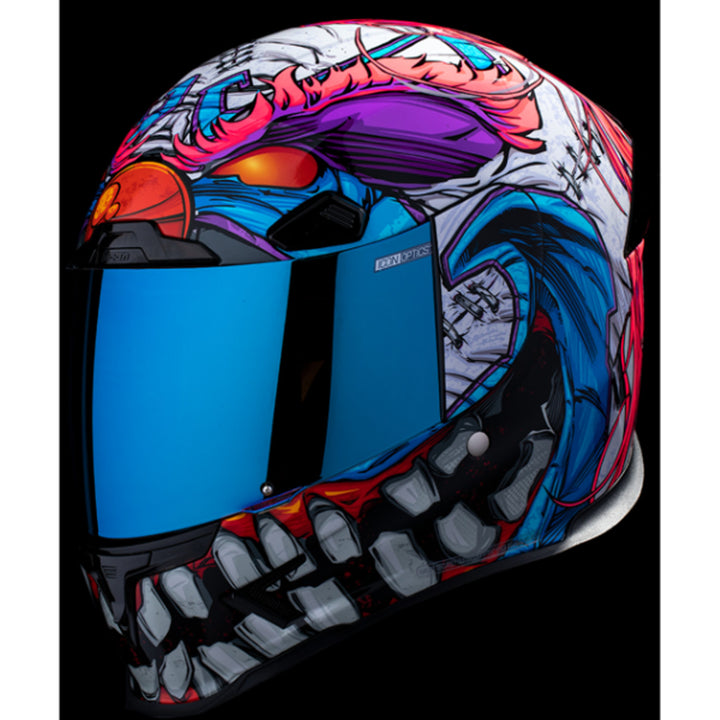 ICON Airframe Pro Krazy Klown 2 Helmet Pink - Front Left Side View with Dark Studio Background