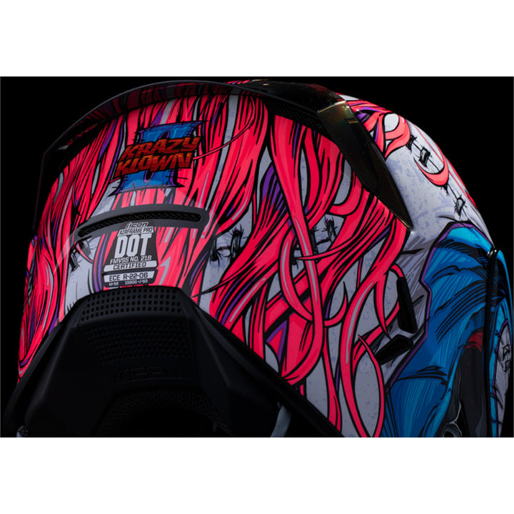 ICON Airframe Pro Krazy Klown 2 Helmet Pink - Close-Up of Rear Right Side Details