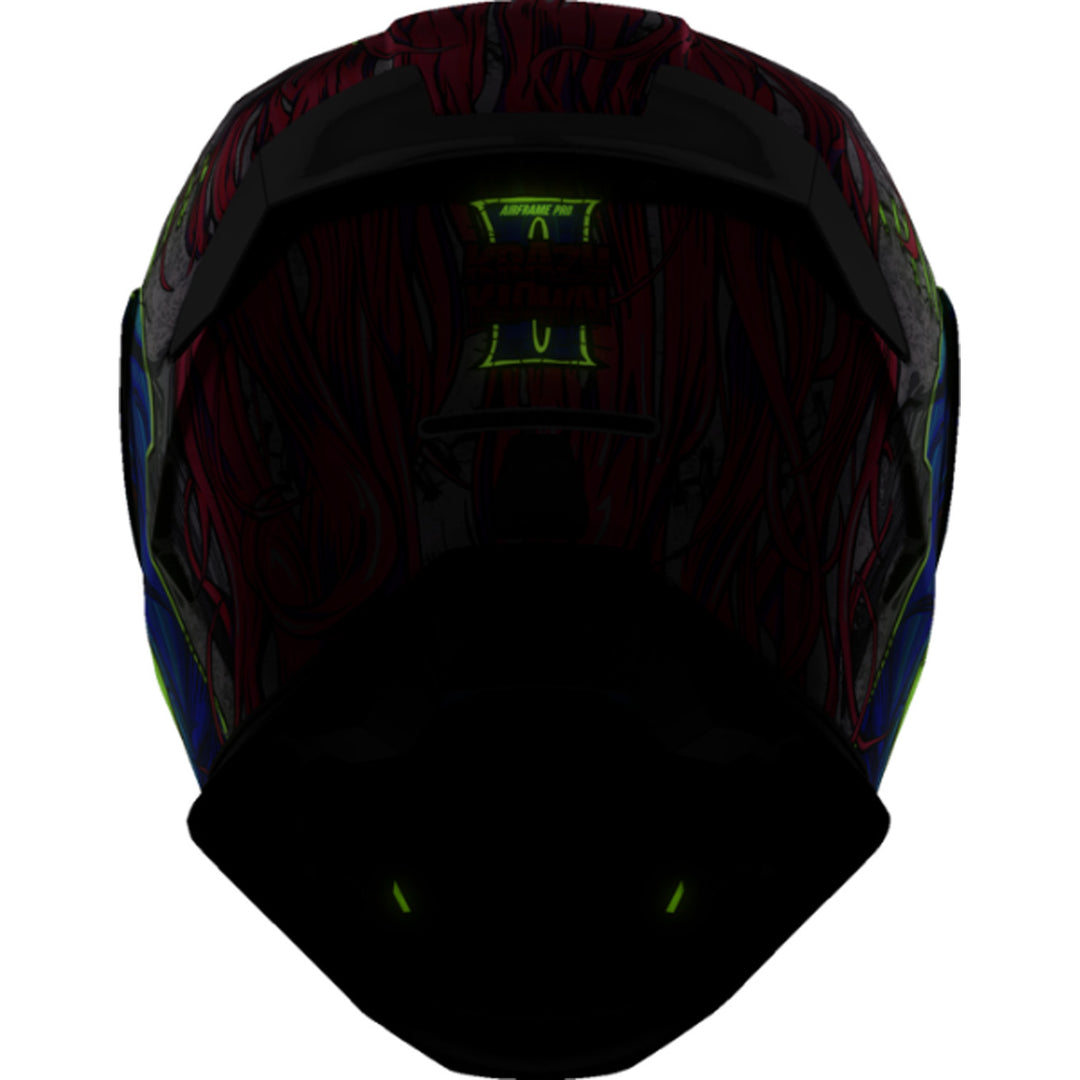 ICON Airframe Pro Krazy Klown 2 Helmet Pink - Rear View with Glow-in-the-Dark Graphics