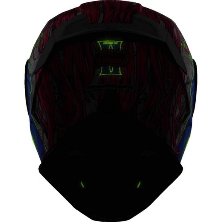 ICON Airframe Pro Krazy Klown 2 Helmet Pink - Rear View with Glow-in-the-Dark Graphics