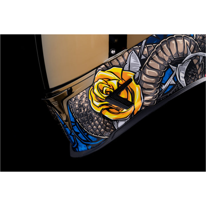 ICON Airframe Pro Tejas Libre Helmet Glory - Close-Up of Mouth Vents, Opened