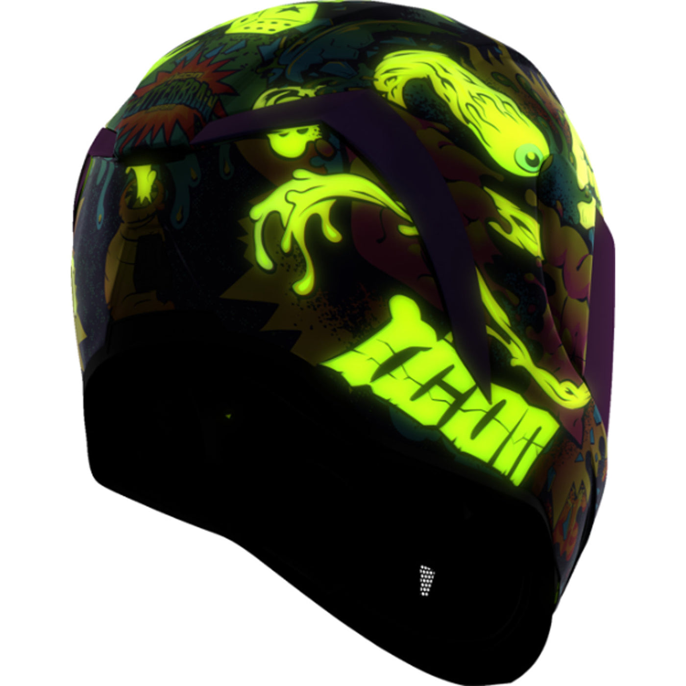 ICON Airform Scatterbrain MIPS Helmet Purple - Rear Right Side View with Glow-in-the-Dark Details