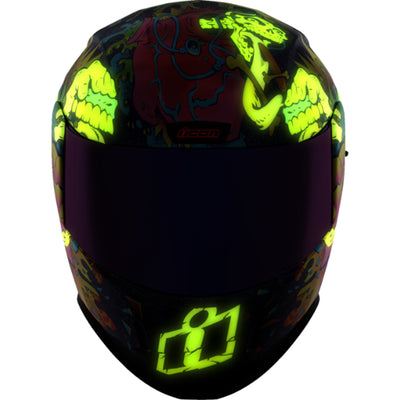 ICON Airform Scatterbrain MIPS Helmet Purple - Front View with Glow-in-the-Dark Details