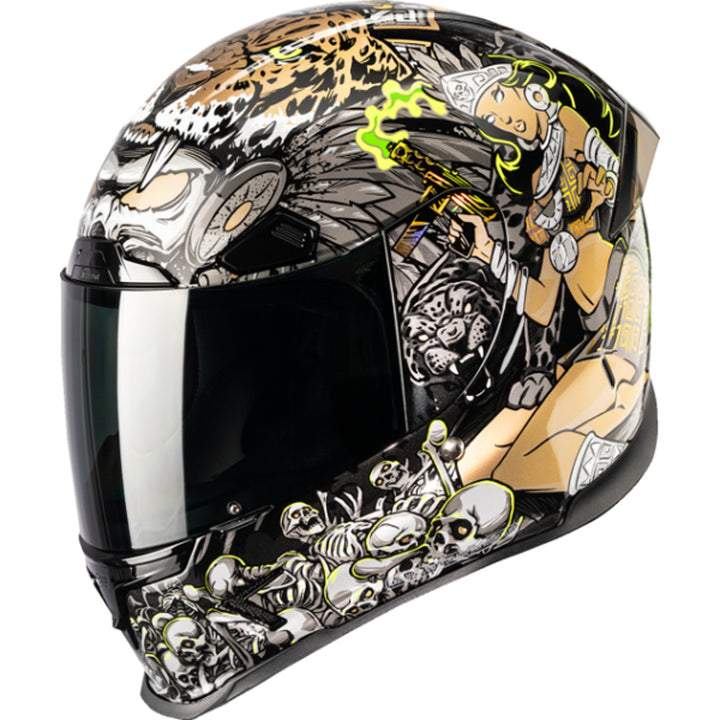 ICON Airframe Pro Aztec Nine Helmet Gold - Front Left Side View