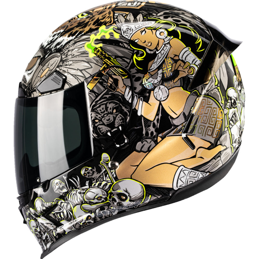 ICON Airframe Pro Aztec Nine Helmet Gold - Left Side View