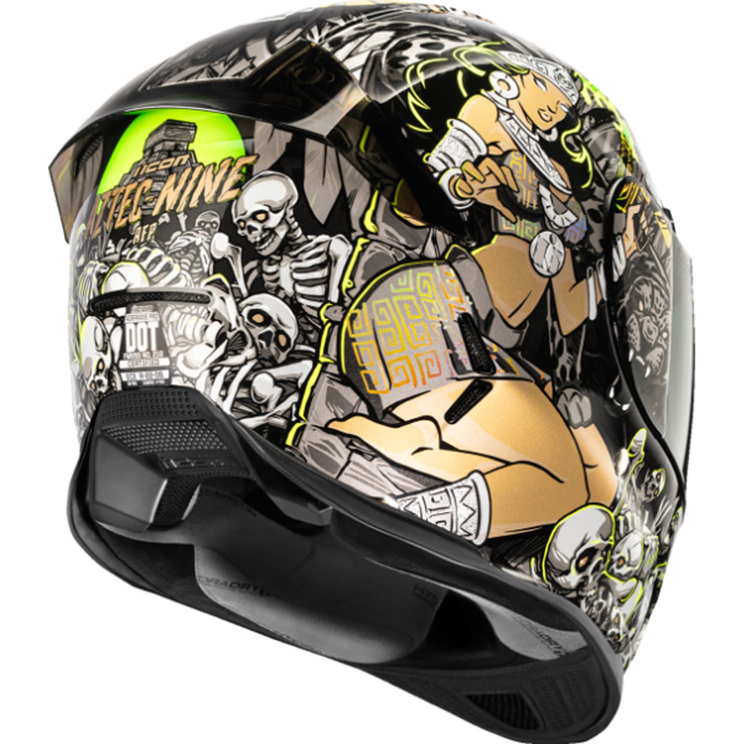 ICON Airframe Pro Aztec Nine Helmet Gold - Rear Right Side View