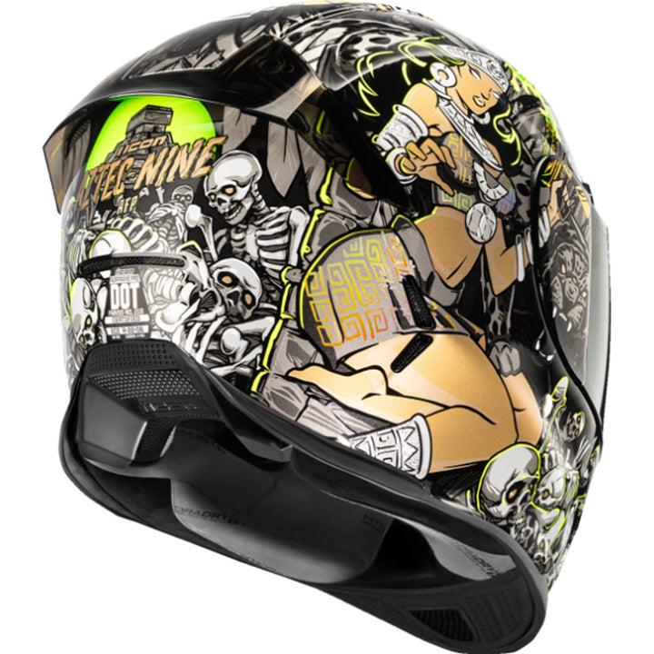 ICON Airframe Pro Aztec Nine Helmet Gold - Rear Right Side View