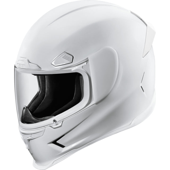 ICON Airframe Pro Solid Helmet Gloss White - Front Left Side View