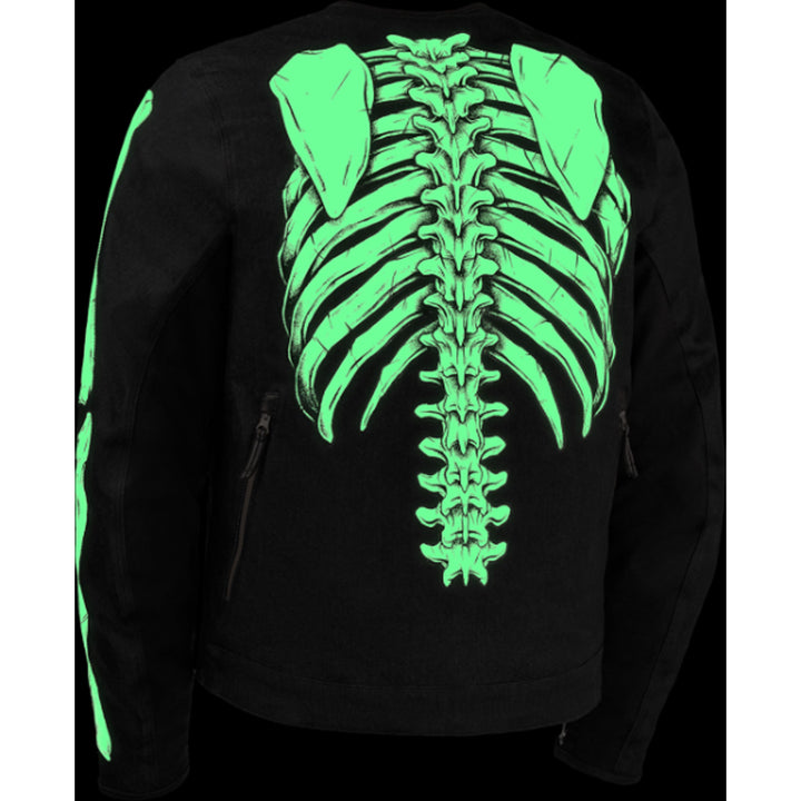 ICON Crestfallen Jacket Black - Rear View with Glow-in-the-Dark Graphics