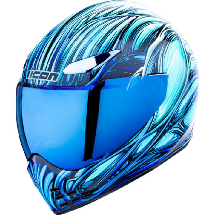 ICON Domain Nouveau Helmet Blue - Front Left Side View