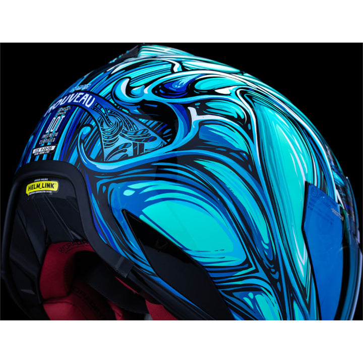 ICON Domain Nouveau Helmet Blue - Rear Right Side View