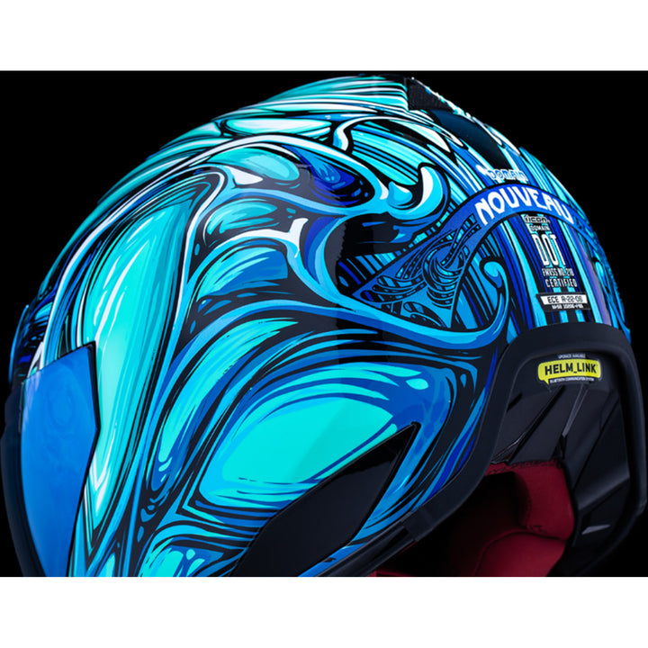 ICON Domain Nouveau Helmet Blue - Rear Left Side View
