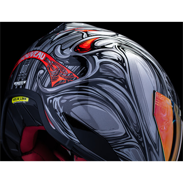 ICON Domain Nouveau Helmet Silver - Rear Right Side View