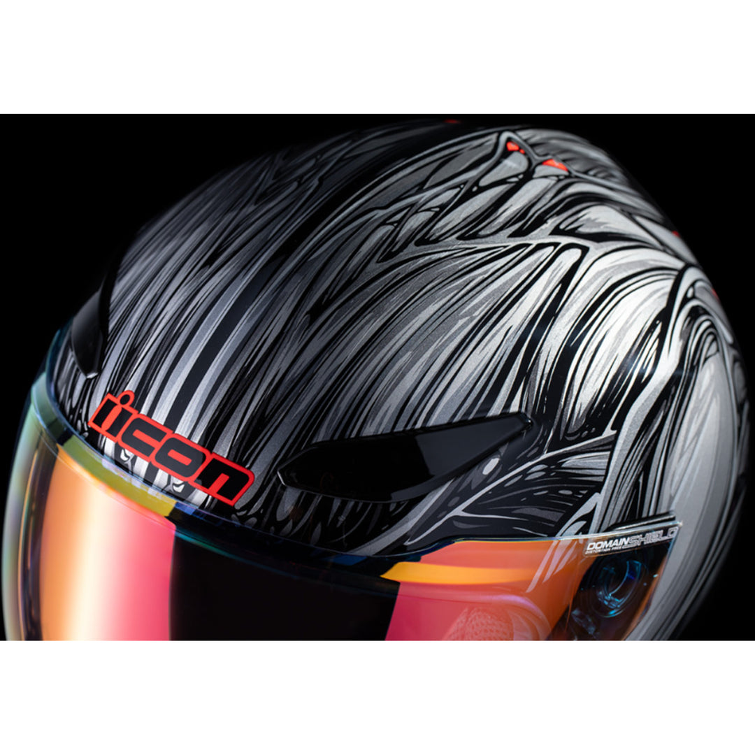 ICON Domain Nouveau Helmet Silver - Top Front View