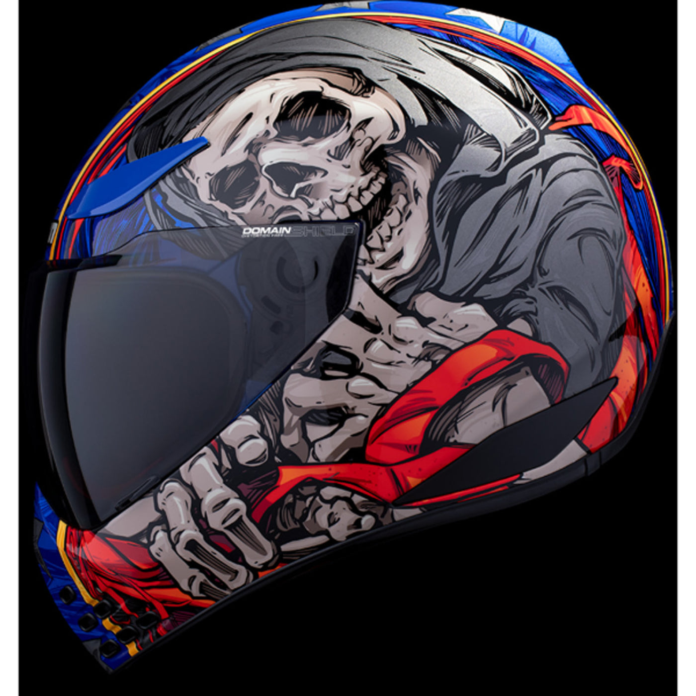 ICON Domain Revere Helmet Glory - Left Side View with Dark Studio Background