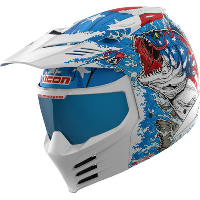 ICON Elsinore American Basstard Helmet Blue - Front Left Side View