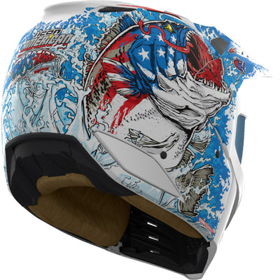 ICON Elsinore American Basstard Helmet Blue - Rear Right Side View