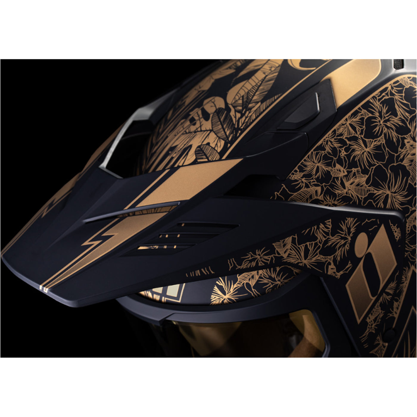 ICON Elsinore Kaonohi Helmet Black - Close-Up of Top Visor