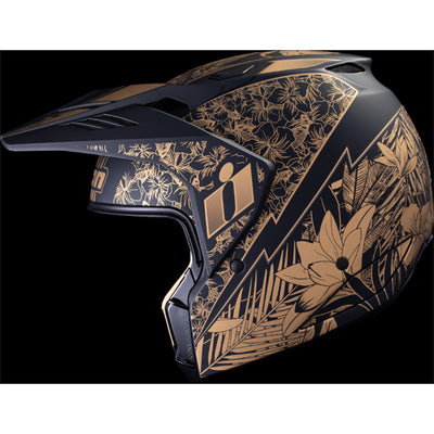 ICON Elsinore Kaonohi Helmet Black - Left Side View with Dark Studio Background and Chin Bar with Faceshield Removed