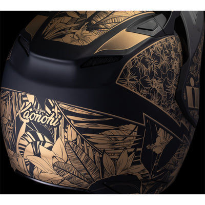 ICON Elsinore Kaonohi Helmet Black - Close-Up of Rear Right Side View