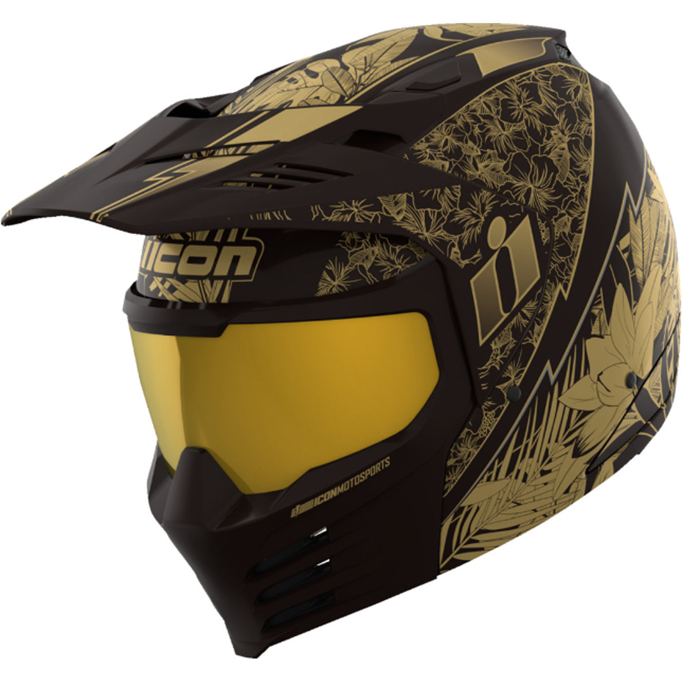 ICON Elsinore Kaonohi Helmet Black - Front Left Side View