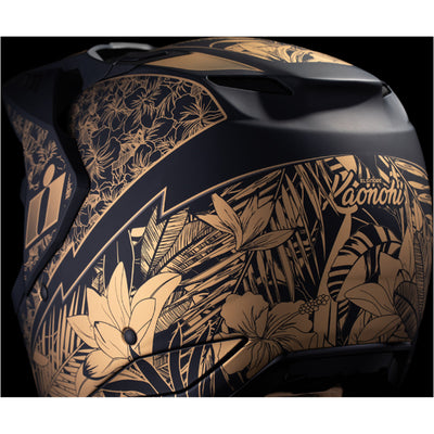 ICON Elsinore Kaonohi Helmet Black - Close-Up of Rear Left Side Details