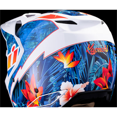 ICON Elsinore Kaonohi Helmet Blue - Close-Up of Rear Left Side Details