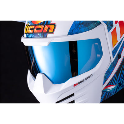 ICON Elsinore Kaonohi Helmet Blue - Close-Up of Faceshield