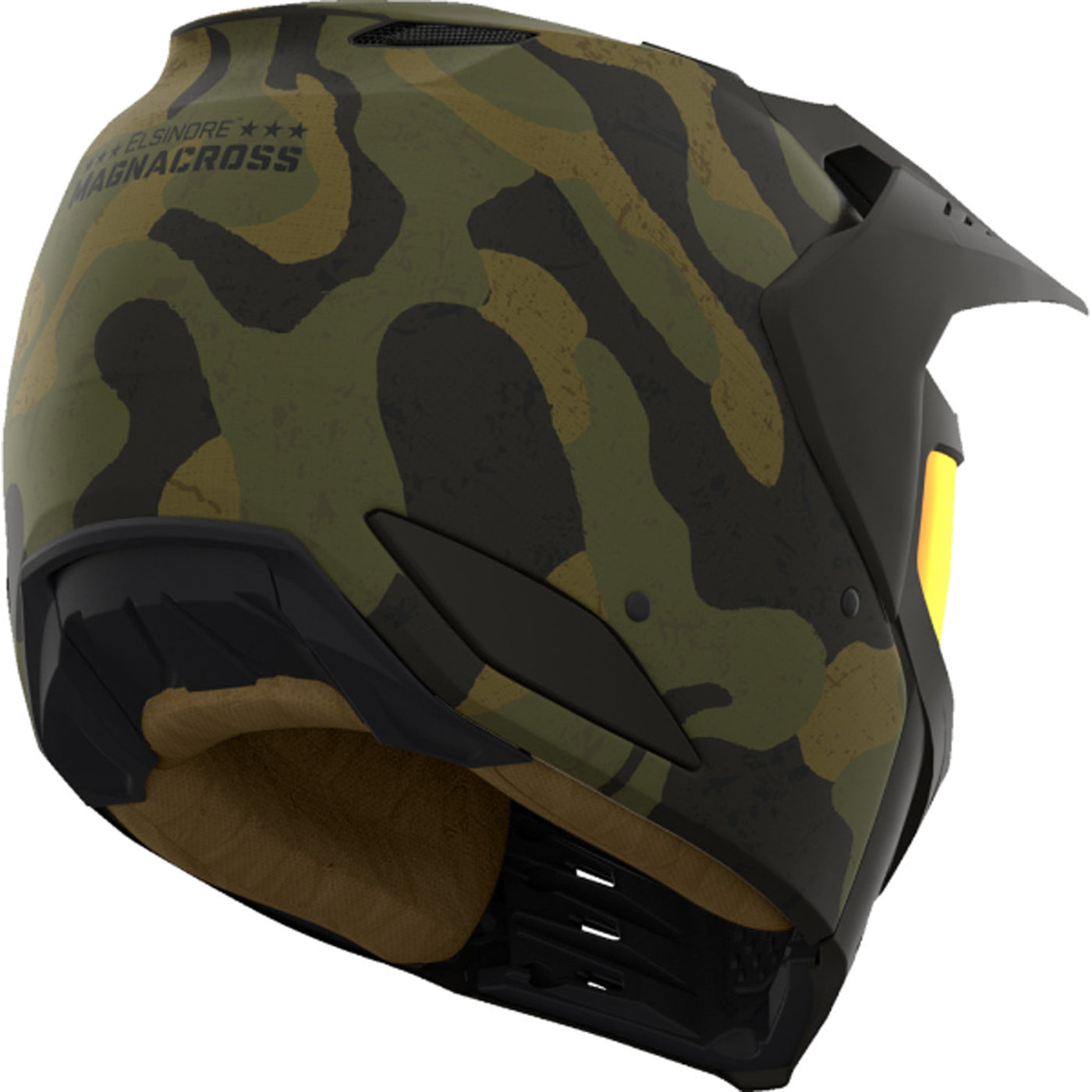 ICON Elsinore Magnacross Helmet Green - Rear Right Side View