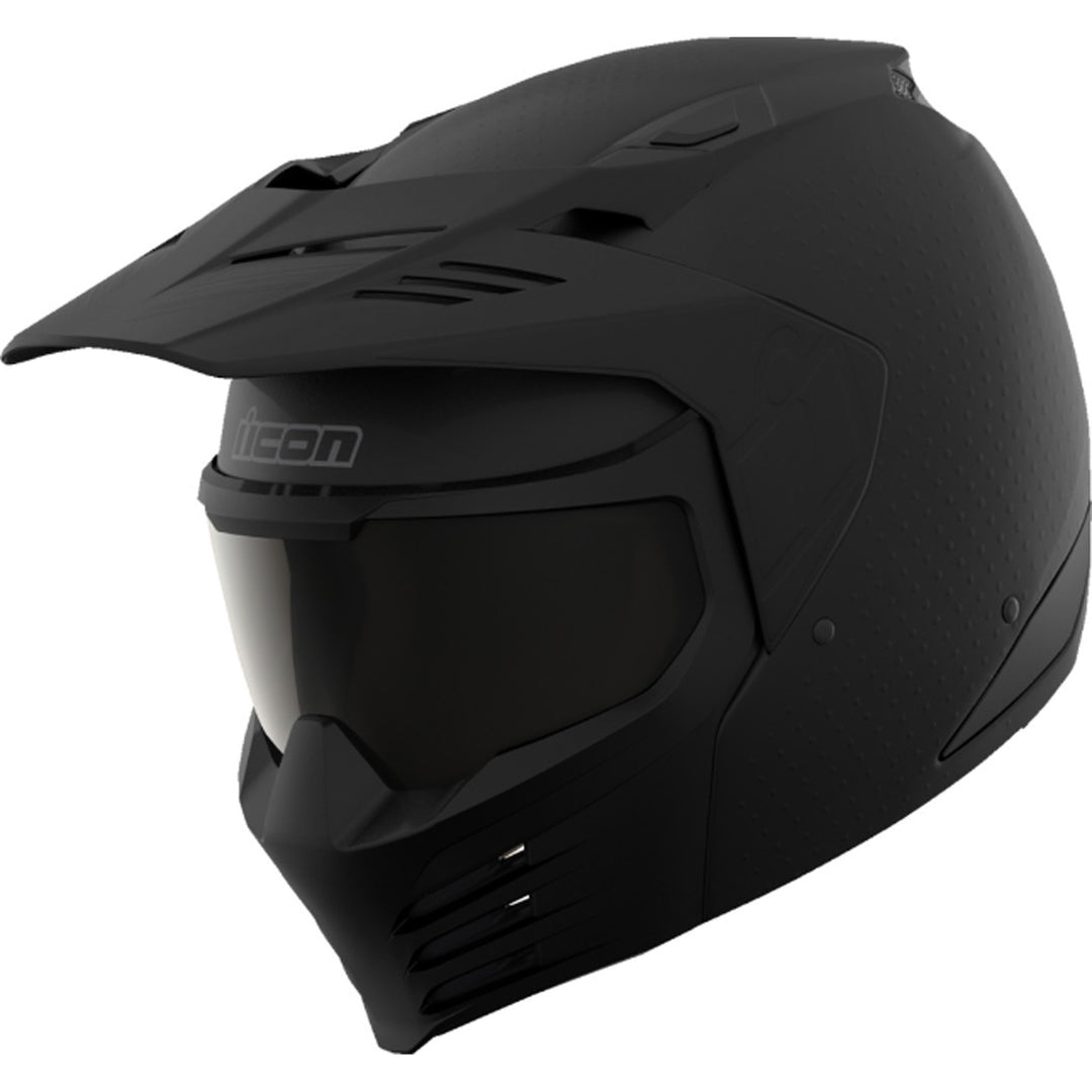 ICON Elsinore Monotype Helmet Black - Front Left Side View