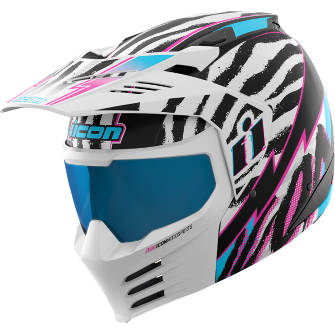 ICON Elsinore Rad Dawn Helmet White - Front Left Side View
