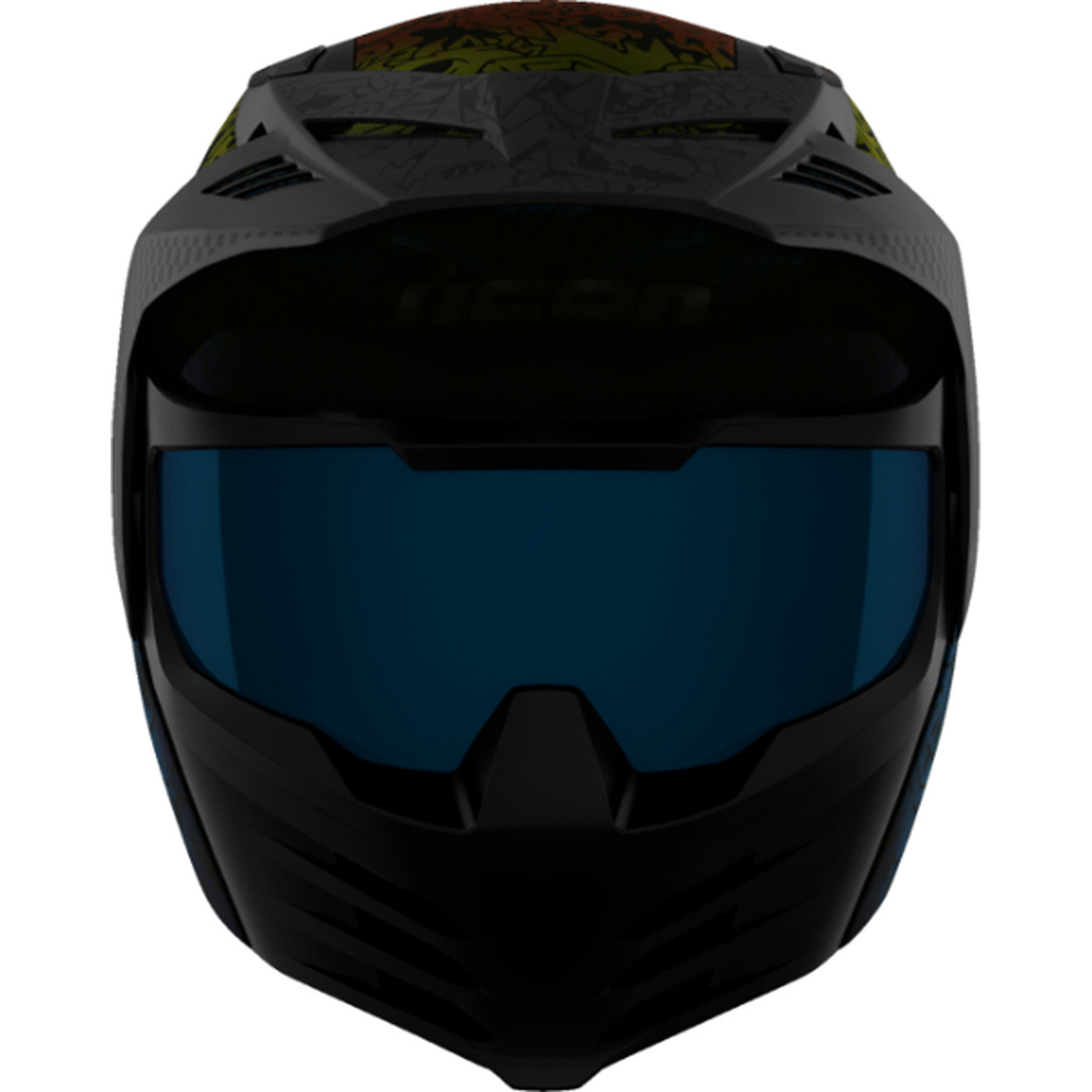 ICON Elsinore Doodle 3 Helmet White - Front View with Glow-in-the-Dark Details