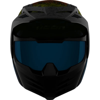 ICON Elsinore Doodle 3 Helmet White - Front View with Glow-in-the-Dark Details