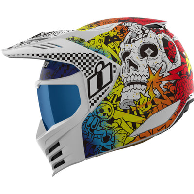 ICON Elsinore Doodle 3 Helmet White - Left Side View