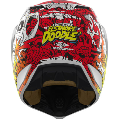 ICON Elsinore Doodle 3 Helmet White - Rear View