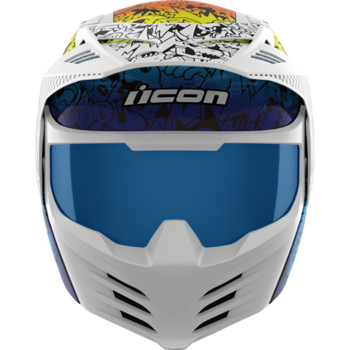 ICON Elsinore Doodle 3 Helmet White - Front View