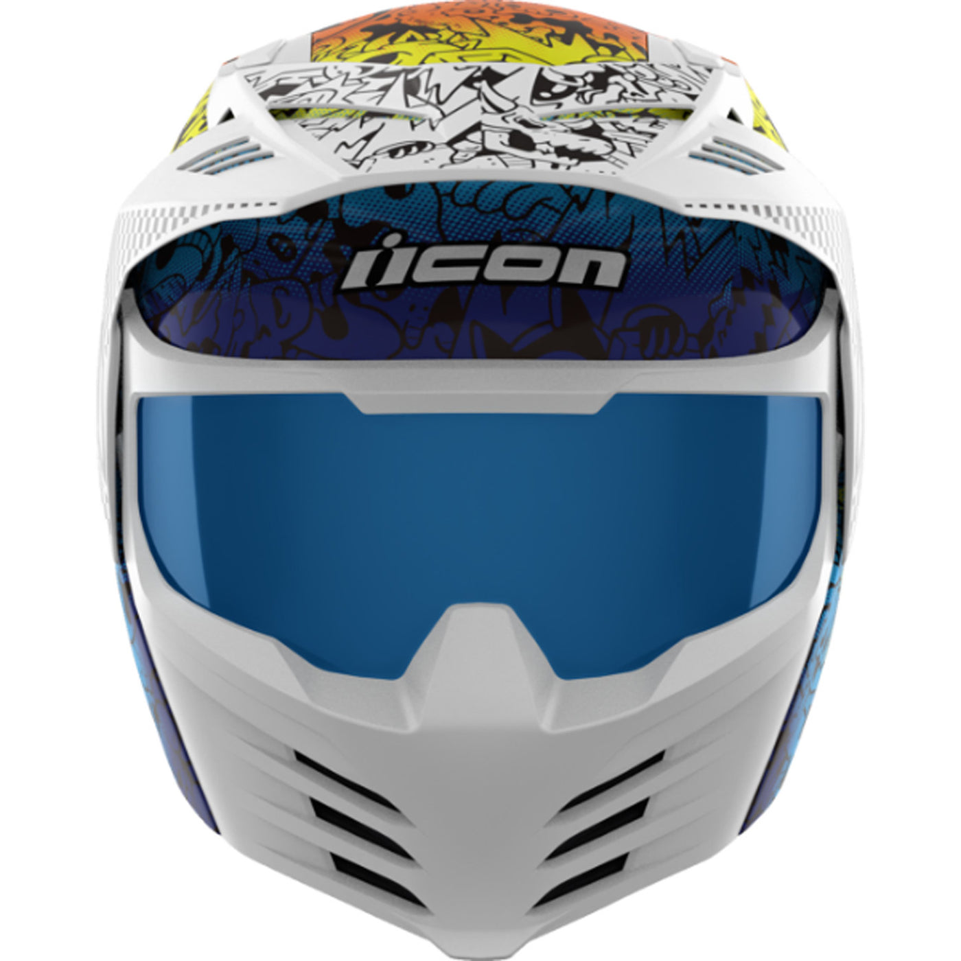 ICON Elsinore Doodle 3 Helmet White - Front View