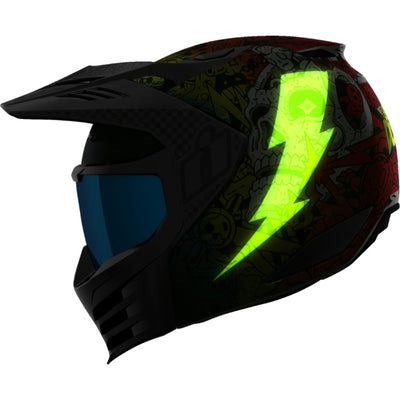 ICON Elsinore Doodle 3 Helmet White - Left Side View with Glow-in-the-Dark Details