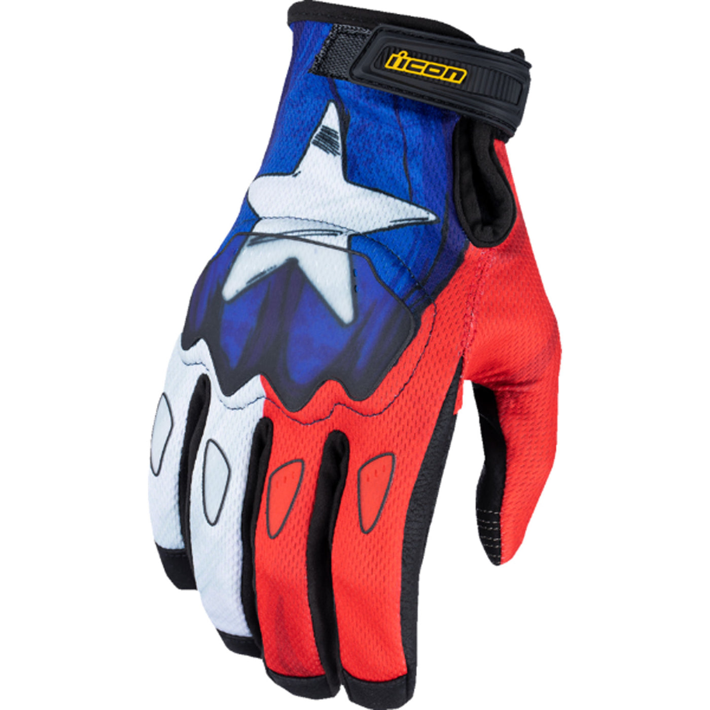 ICON Hooligan CE Tejas Libre Gloves Blue - Back of Hand View