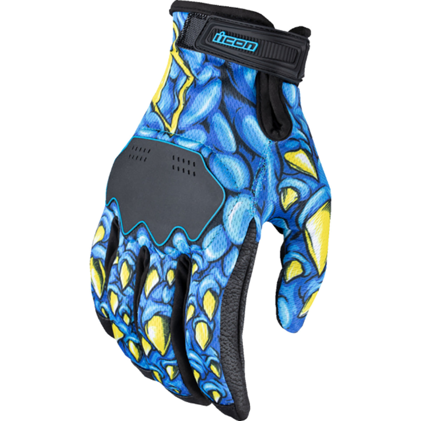 ICON Hooligan Kryola Kreep Gloves Blue - Back of Hand View