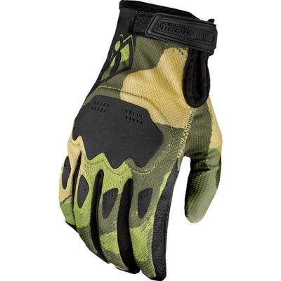 ICON Hooligan Magnacross Gloves Camo Tan - Back of Hand View